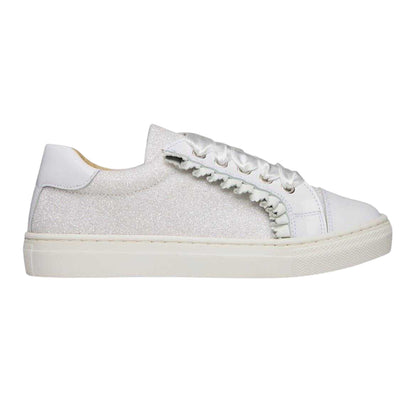 White - Front - Andanines Girls Glitter Patent Leather Flat Trainers