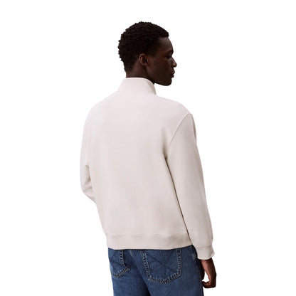 Chalk - Back - Calvin Klein Mens Monogram Quarter Zip Sweatshirt