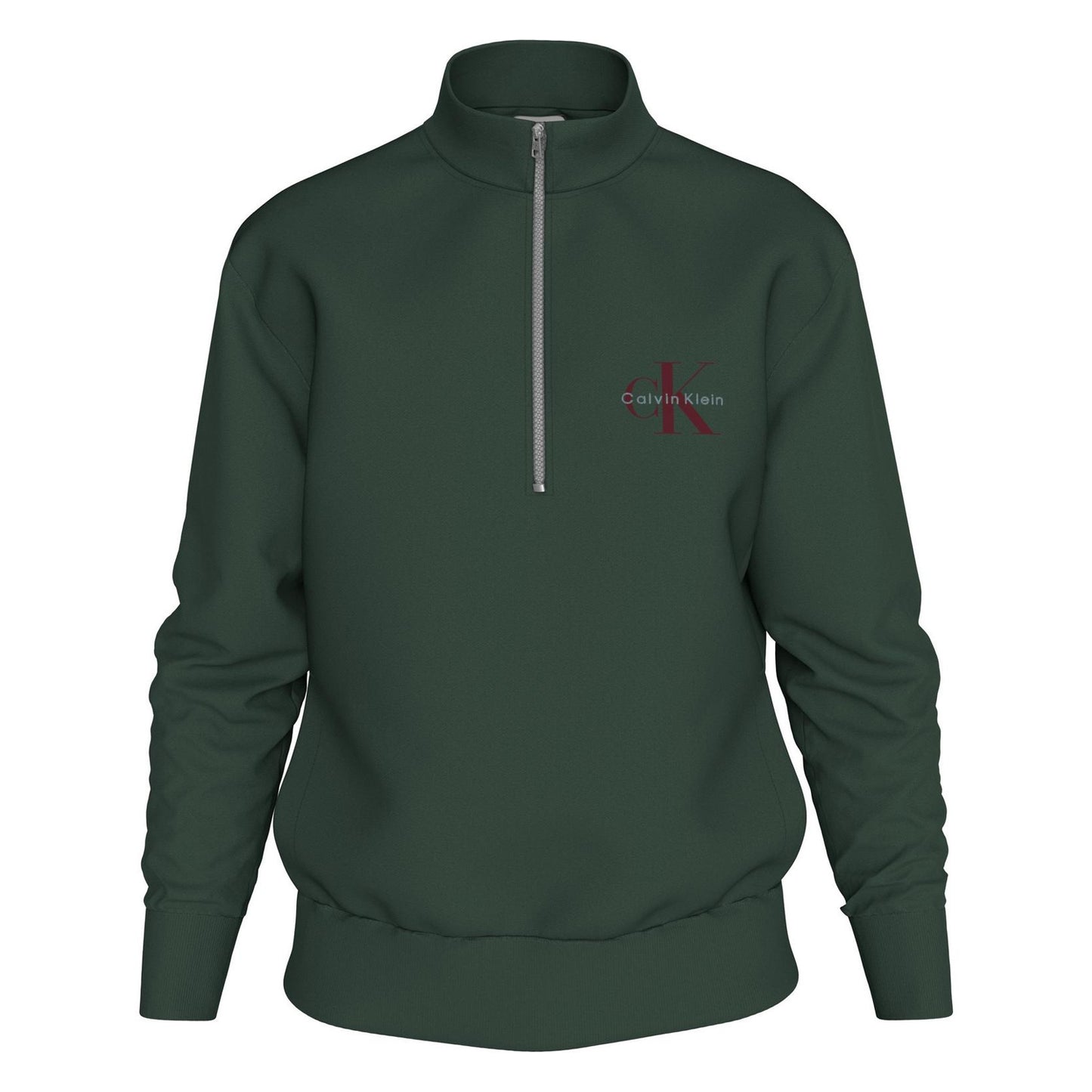 Green - Front - Calvin Klein Mens Monogram Quarter Zip Sweatshirt