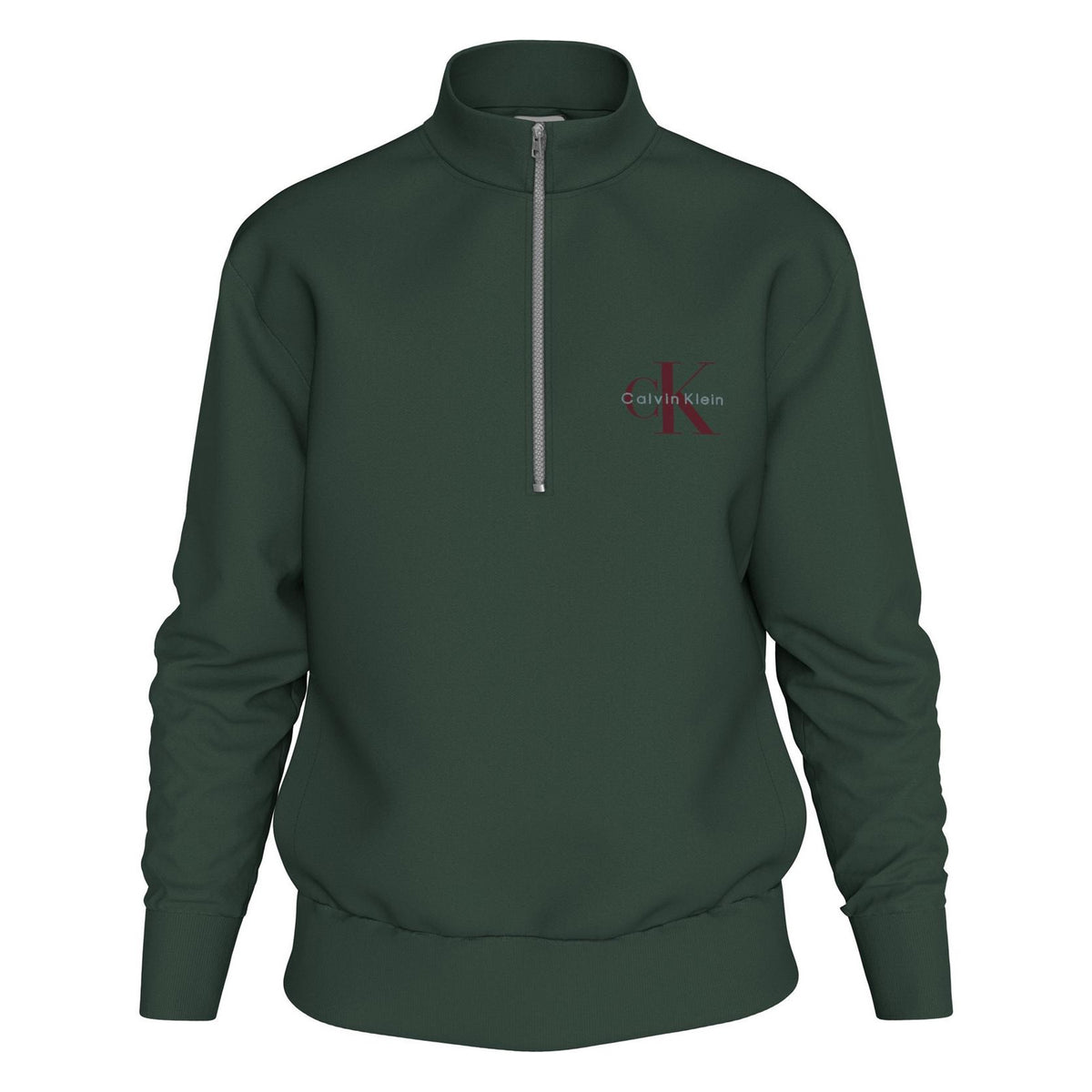 Green - Front - Calvin Klein Mens Monogram Quarter Zip Sweatshirt