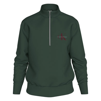 Green - Front - Calvin Klein Mens Monogram Quarter Zip Sweatshirt