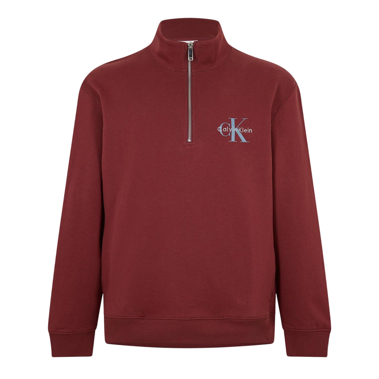 Mocha - Front - Calvin Klein Mens Monogram Quarter Zip Sweatshirt