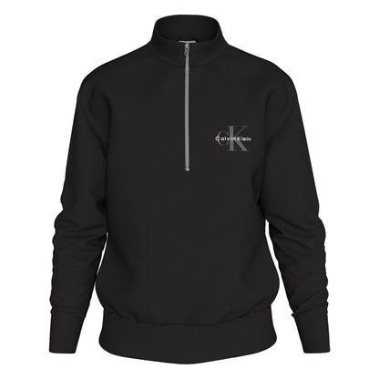 Black - Front - Calvin Klein Mens Monogram Quarter Zip Sweatshirt