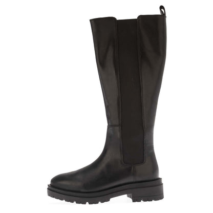 Black - Lifestyle - Dune London Womens-Ladies Tenley Leather Elasticated Knee-High Boots