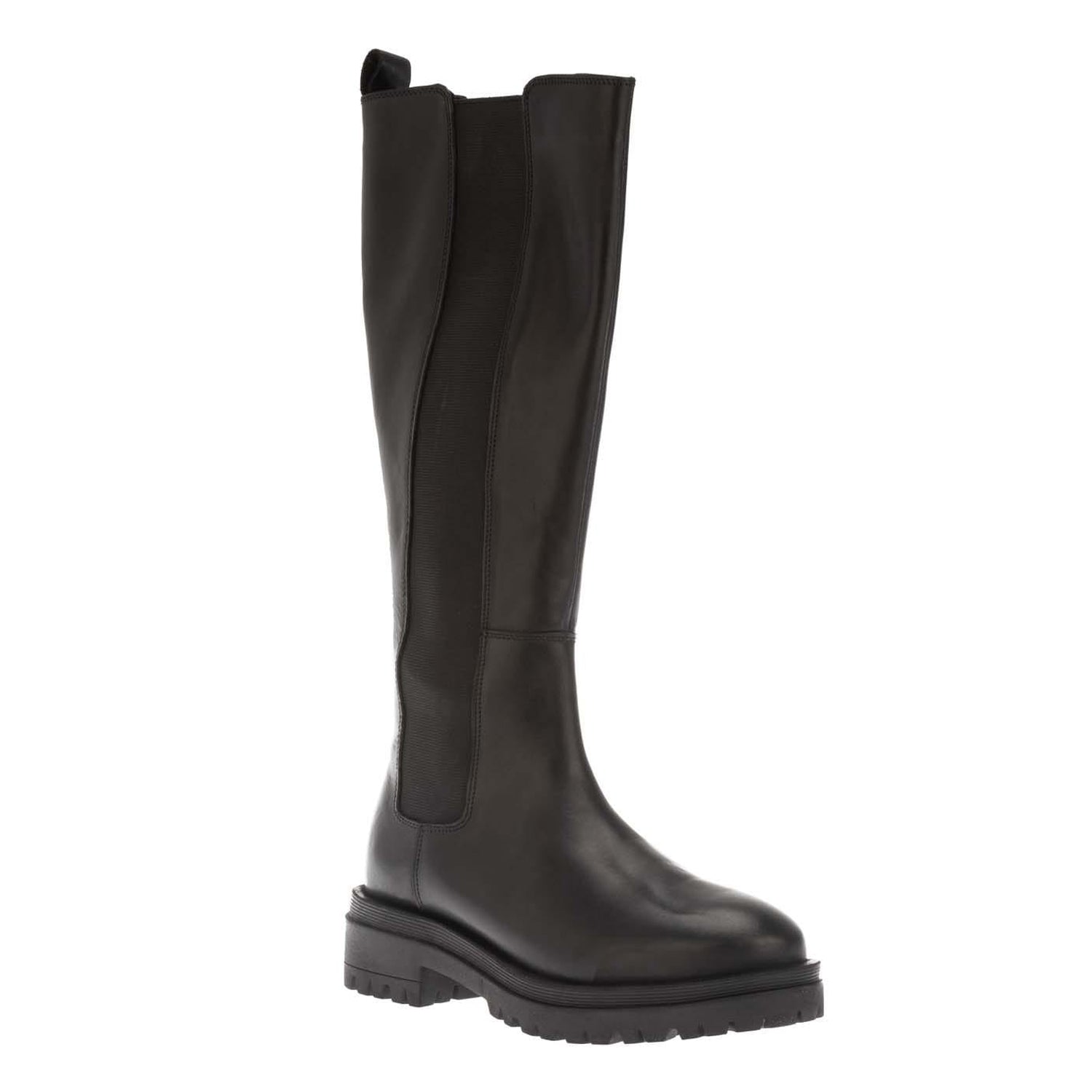 Black - Front - Dune London Womens-Ladies Tenley Leather Elasticated Knee-High Boots