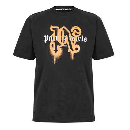 Black-Orange - Front - Palm Angels Mens Roma Mono T-Shirt