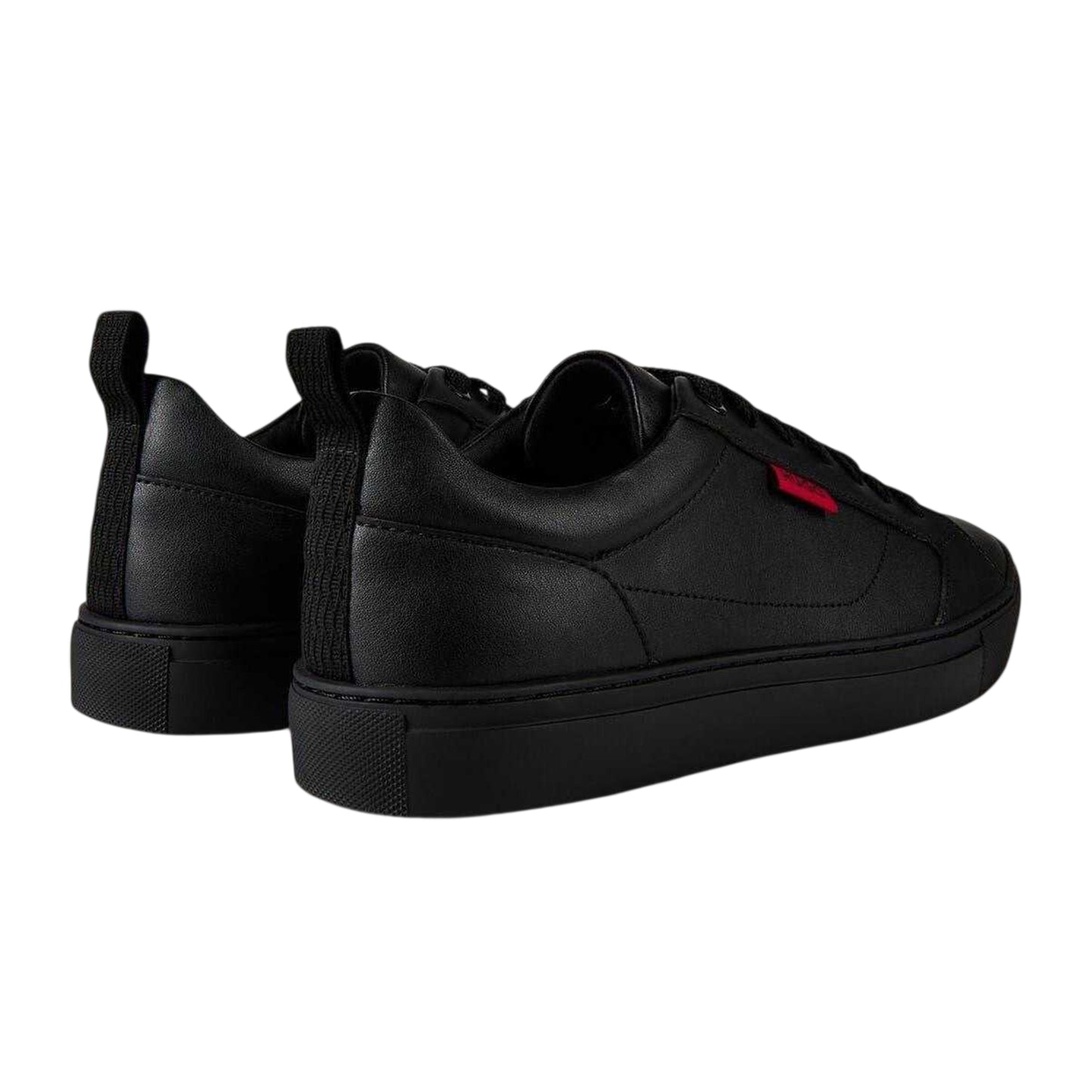 Black - Back - Hugo Mens Leather Tennis Trainers