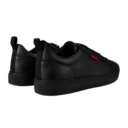 Black - Back - Hugo Mens Leather Tennis Trainers