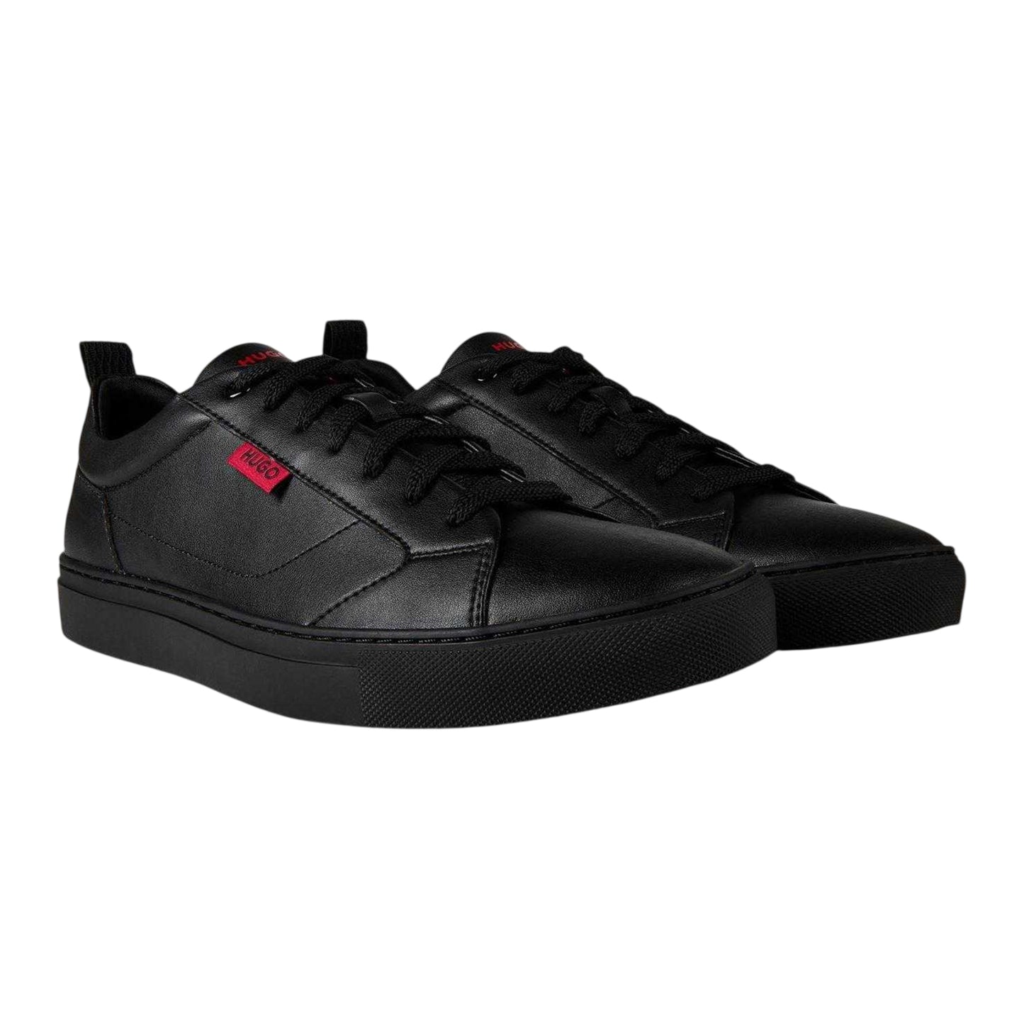 Black - Lifestyle - Hugo Mens Leather Tennis Trainers
