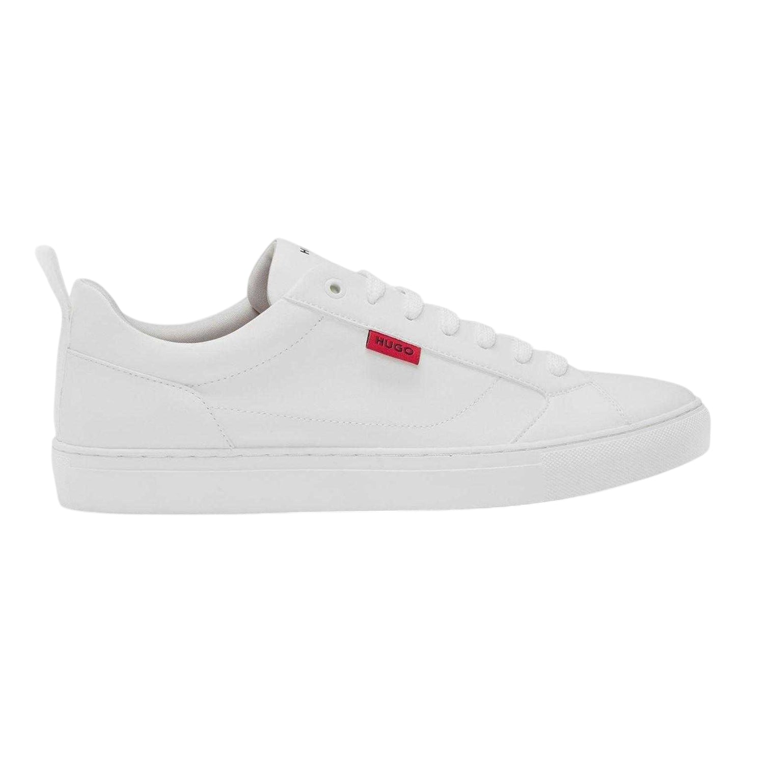 White - Front - Hugo Mens Leather Tennis Trainers