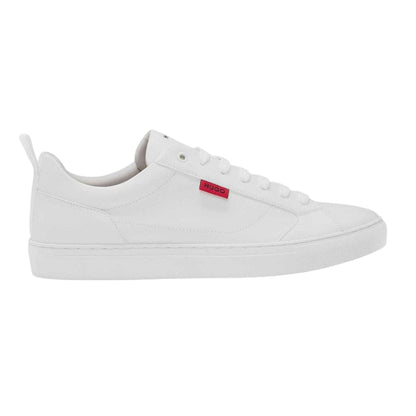 White - Front - Hugo Mens Leather Tennis Trainers