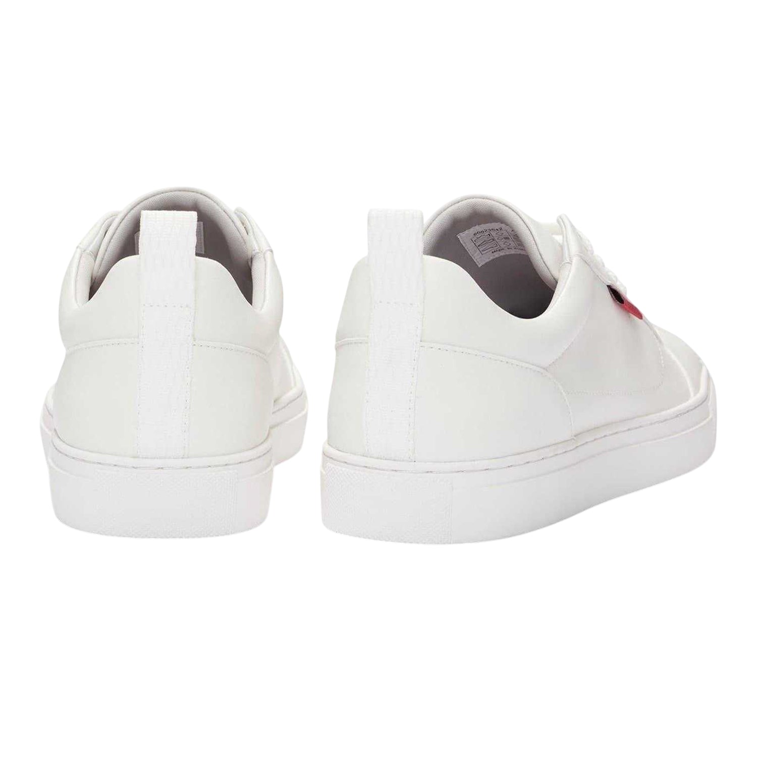White - Back - Hugo Mens Leather Tennis Trainers