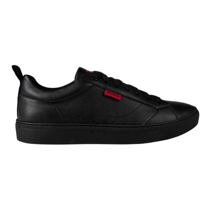 Black - Front - Hugo Mens Leather Tennis Trainers
