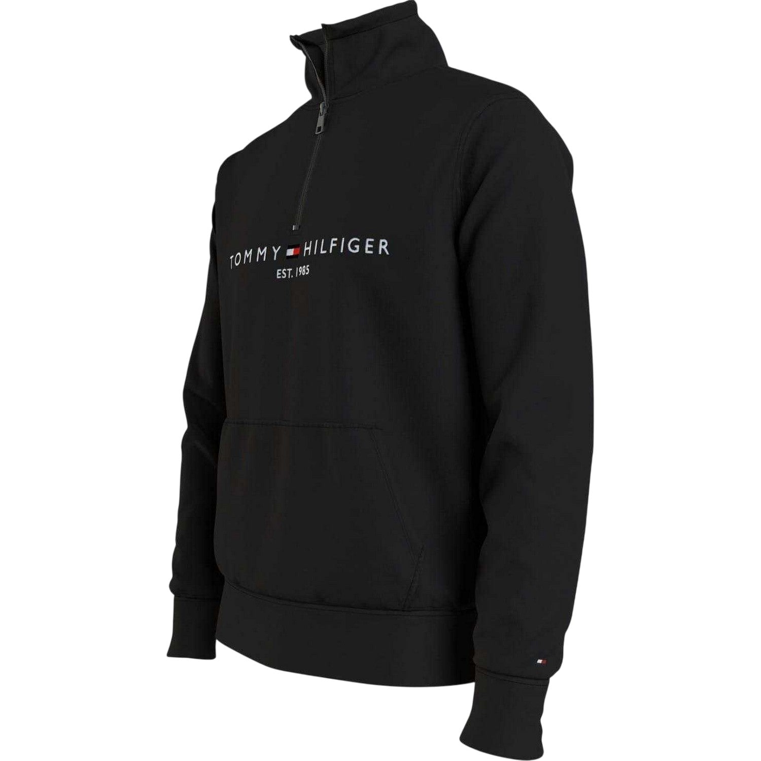 Black - Side - Tommy Hilfiger Mens Logo Mock Neck Sweatshirt