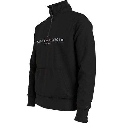Black - Side - Tommy Hilfiger Mens Logo Mock Neck Sweatshirt