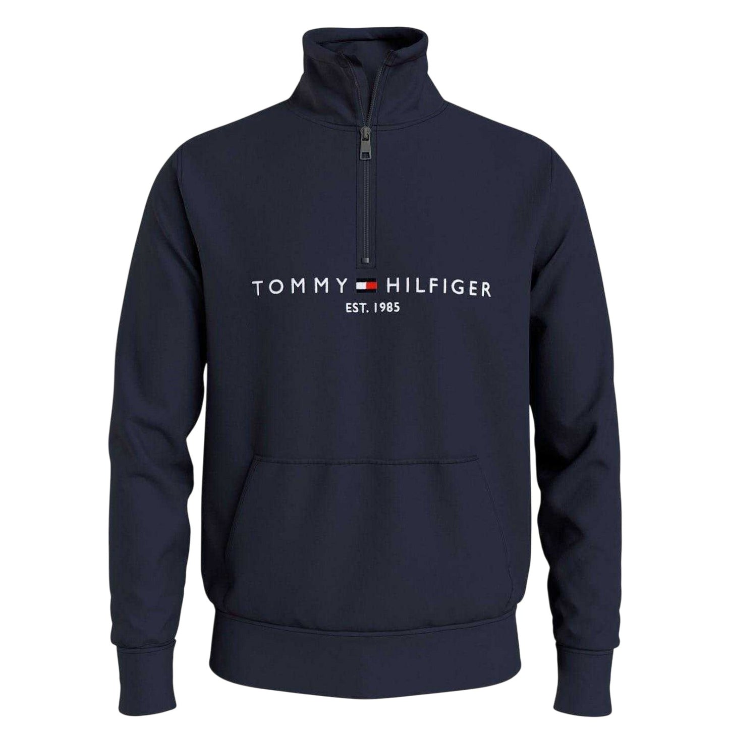 Desert Sky - Front - Tommy Hilfiger Mens Logo Mock Neck Sweatshirt