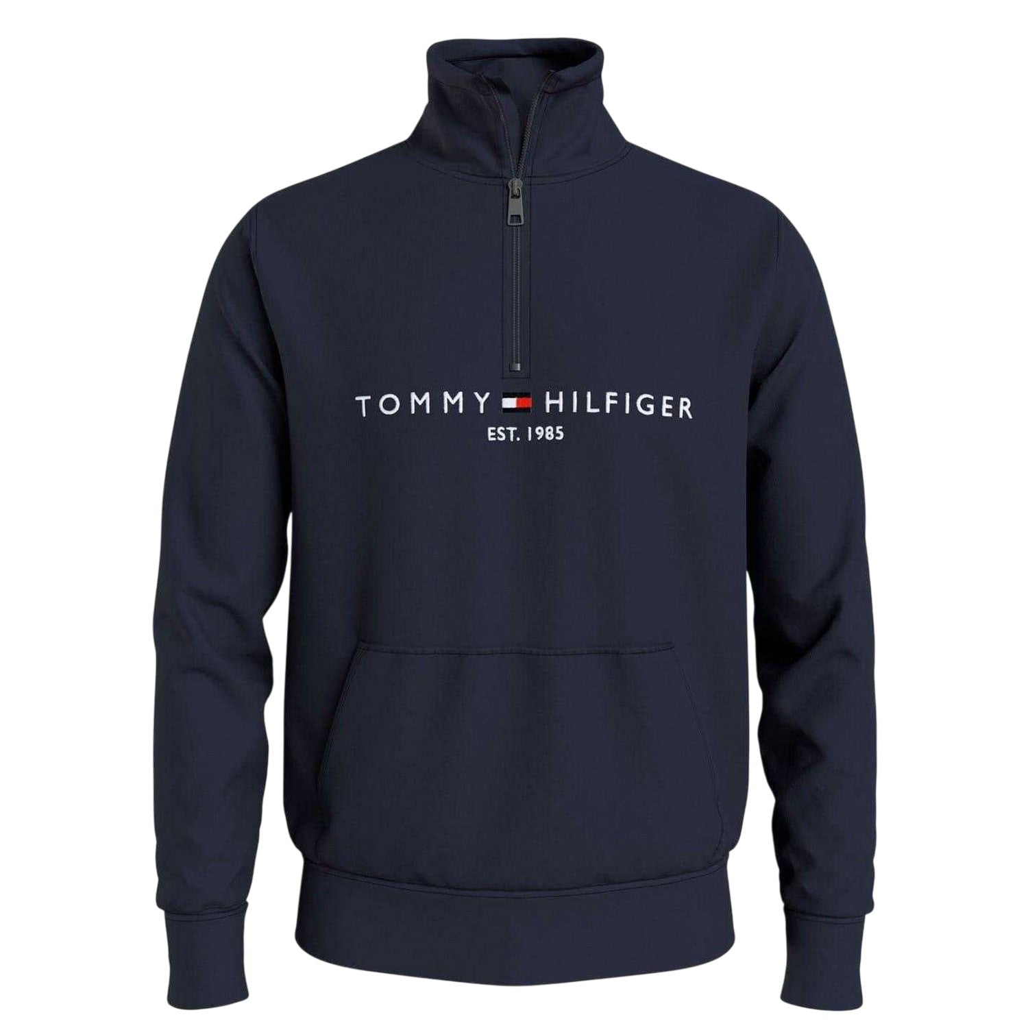 Desert Sky - Front - Tommy Hilfiger Mens Logo Mock Neck Sweatshirt