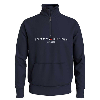 Desert Sky - Front - Tommy Hilfiger Mens Logo Mock Neck Sweatshirt