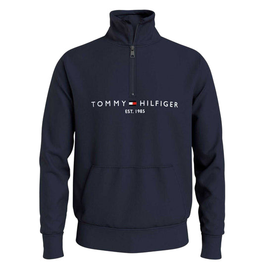 Desert Sky - Front - Tommy Hilfiger Mens Logo Mock Neck Sweatshirt