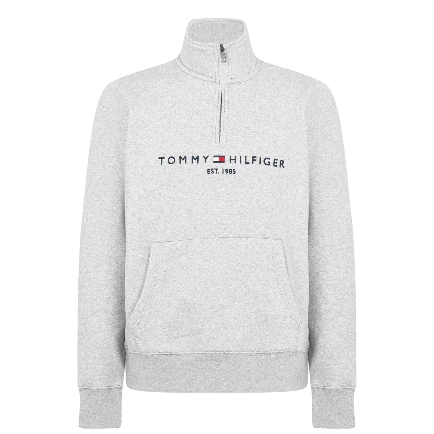 Grey - Front - Tommy Hilfiger Mens Logo Mock Neck Sweatshirt