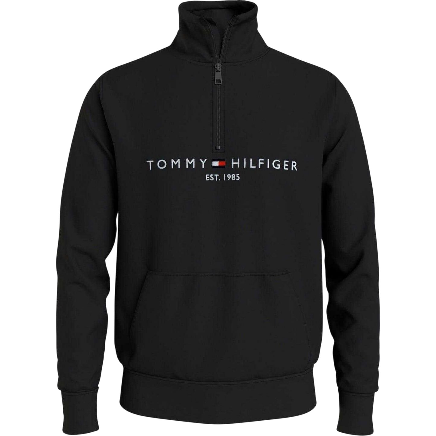 Black - Front - Tommy Hilfiger Mens Logo Mock Neck Sweatshirt