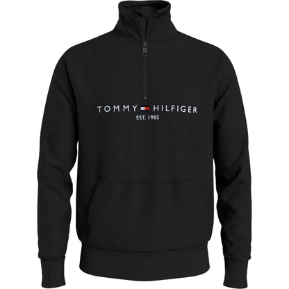 Black - Front - Tommy Hilfiger Mens Logo Mock Neck Sweatshirt