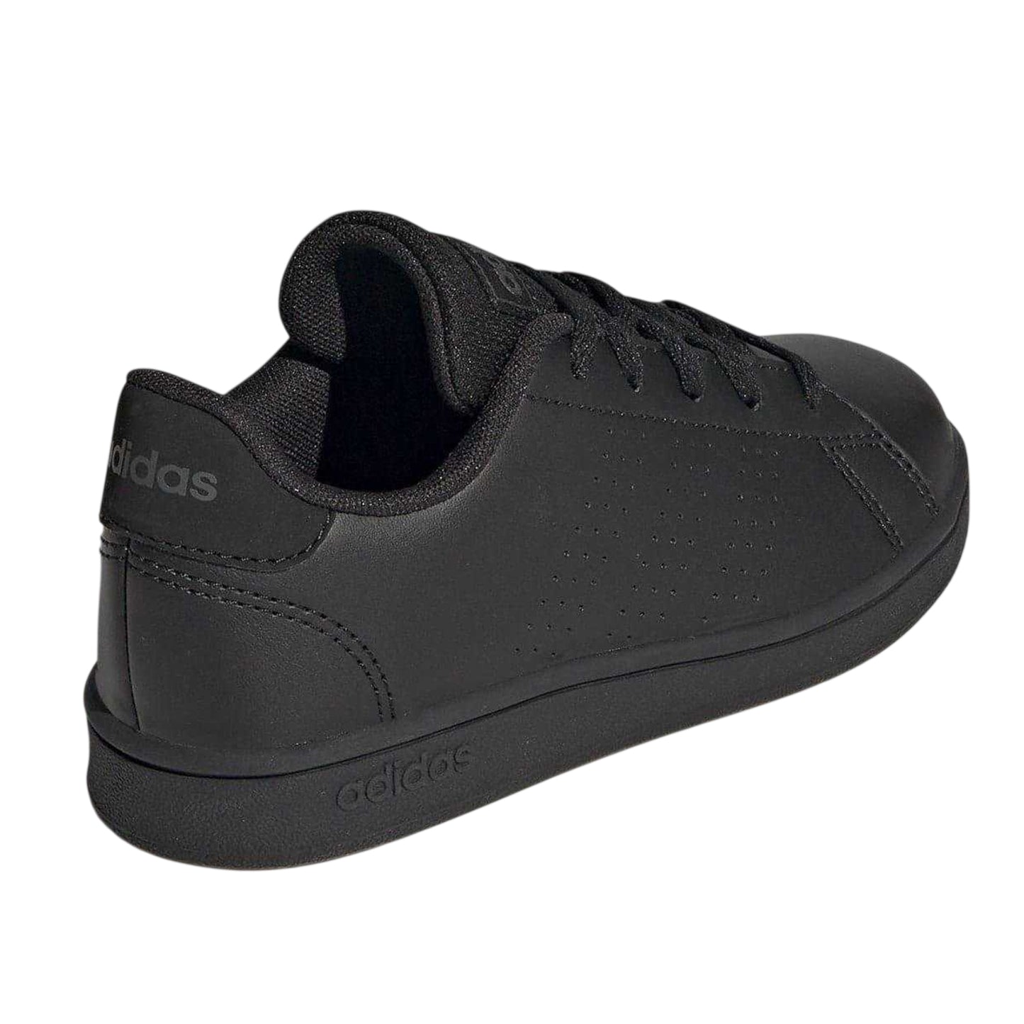 Triple Black - Back - Adidas Childrens-Kids Advantage Flat Trainers