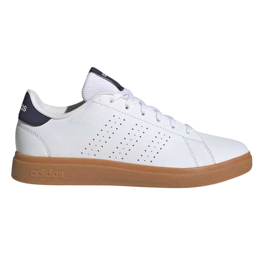 White-Navy-Gum - Front - Adidas Childrens-Kids Advantage Flat Trainers
