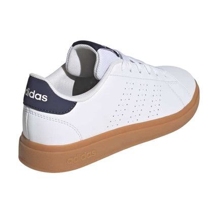 White-Navy-Gum - Back - Adidas Childrens-Kids Advantage Flat Trainers