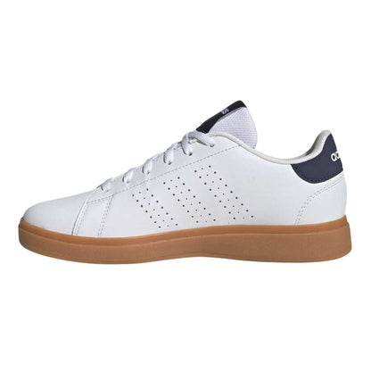 White-Navy-Gum - Side - Adidas Childrens-Kids Advantage Flat Trainers