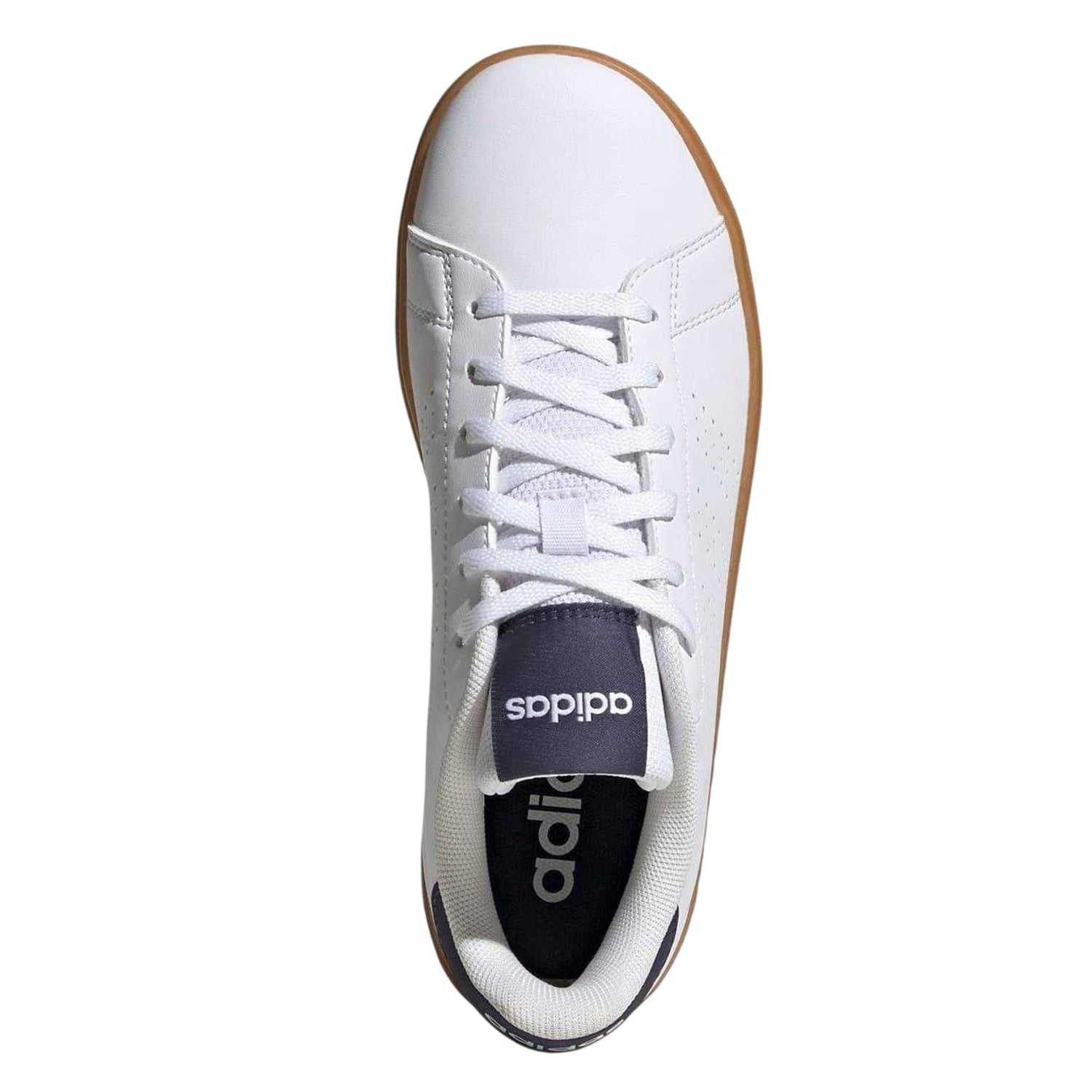 White-Navy-Gum - Lifestyle - Adidas Childrens-Kids Advantage Flat Trainers