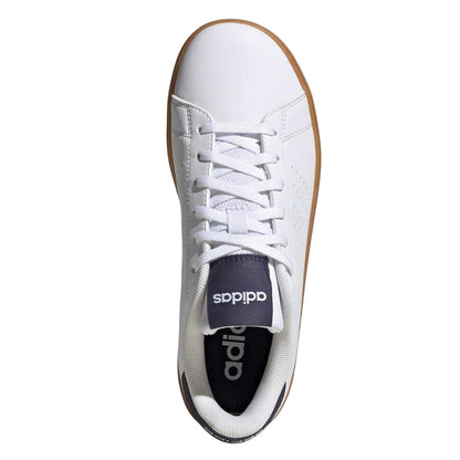 White-Navy-Gum - Lifestyle - Adidas Childrens-Kids Advantage Flat Trainers
