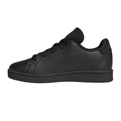 Triple Black - Side - Adidas Childrens-Kids Advantage Flat Trainers