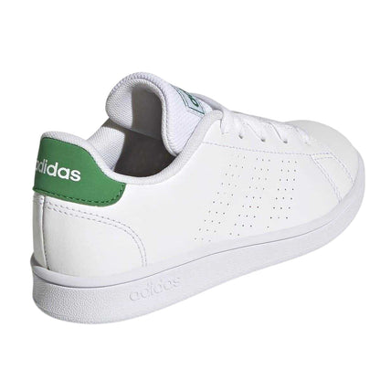 White-Green - Back - Adidas Childrens-Kids Advantage Flat Trainers
