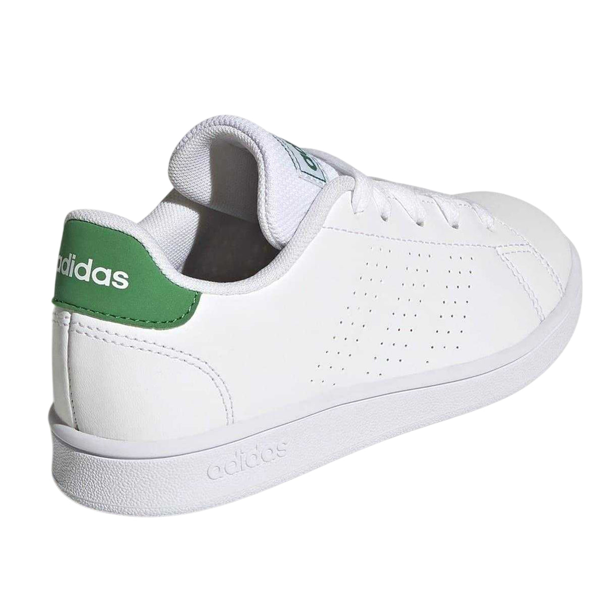 White-Green - Back - Adidas Childrens-Kids Advantage Flat Trainers