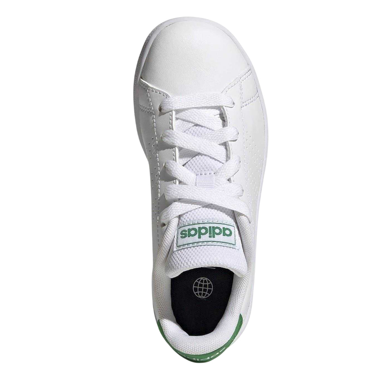 White-Green - Lifestyle - Adidas Childrens-Kids Advantage Flat Trainers
