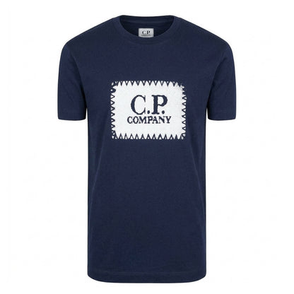 Navy - Front - C.P. Company Boys Stitch Logo Regular T-Shirt