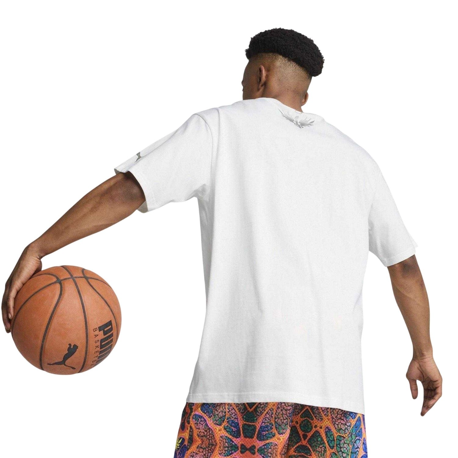 Puma White - Lifestyle - Puma Mens LaMelo Ball UFO Metallic Relaxed Fit T-Shirt