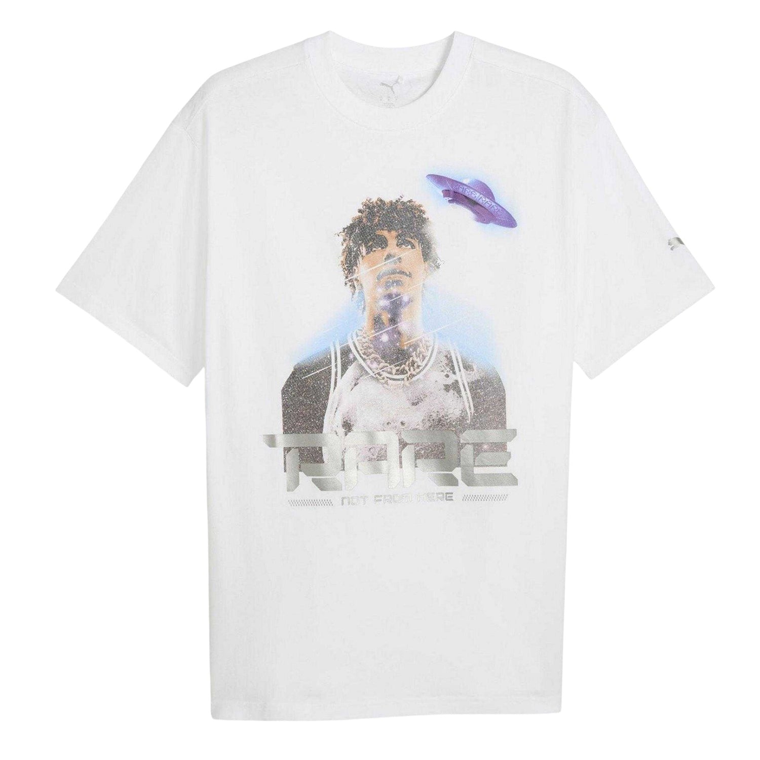 Puma White - Front - Puma Mens LaMelo Ball UFO Metallic Relaxed Fit T-Shirt