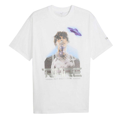 Puma White - Front - Puma Mens LaMelo Ball UFO Metallic Relaxed Fit T-Shirt