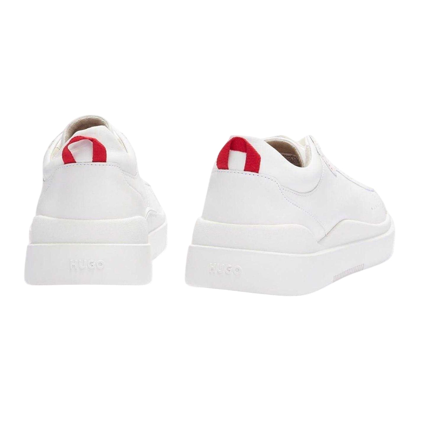 White - Back - Hugo Boss Mens Tenn Leather Flat Trainers