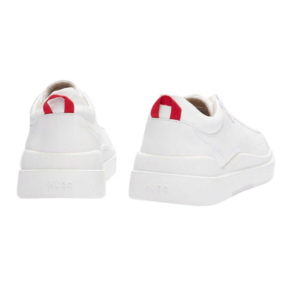 White - Back - Hugo Boss Mens Tenn Leather Flat Trainers