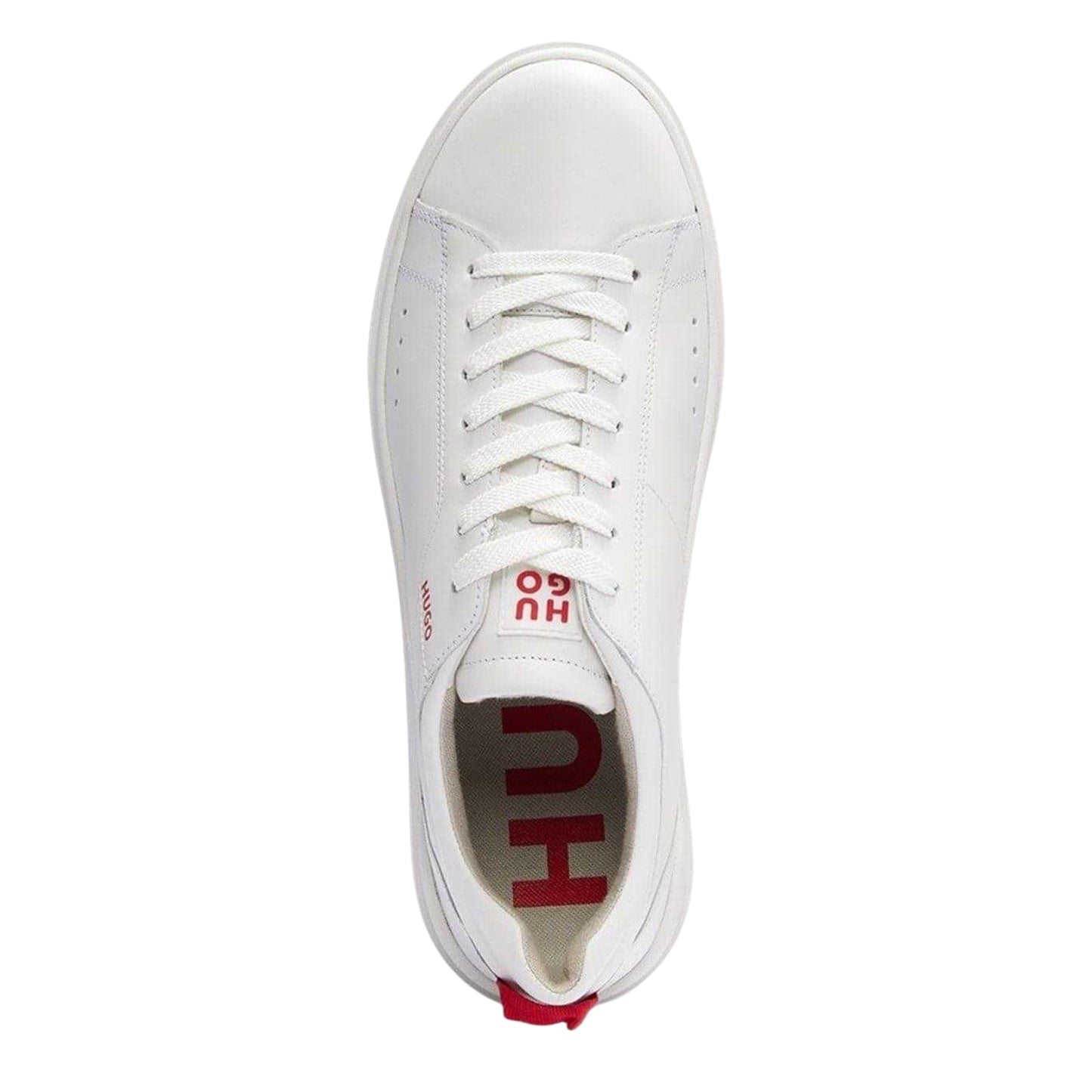 White - Side - Hugo Boss Mens Tenn Leather Flat Trainers