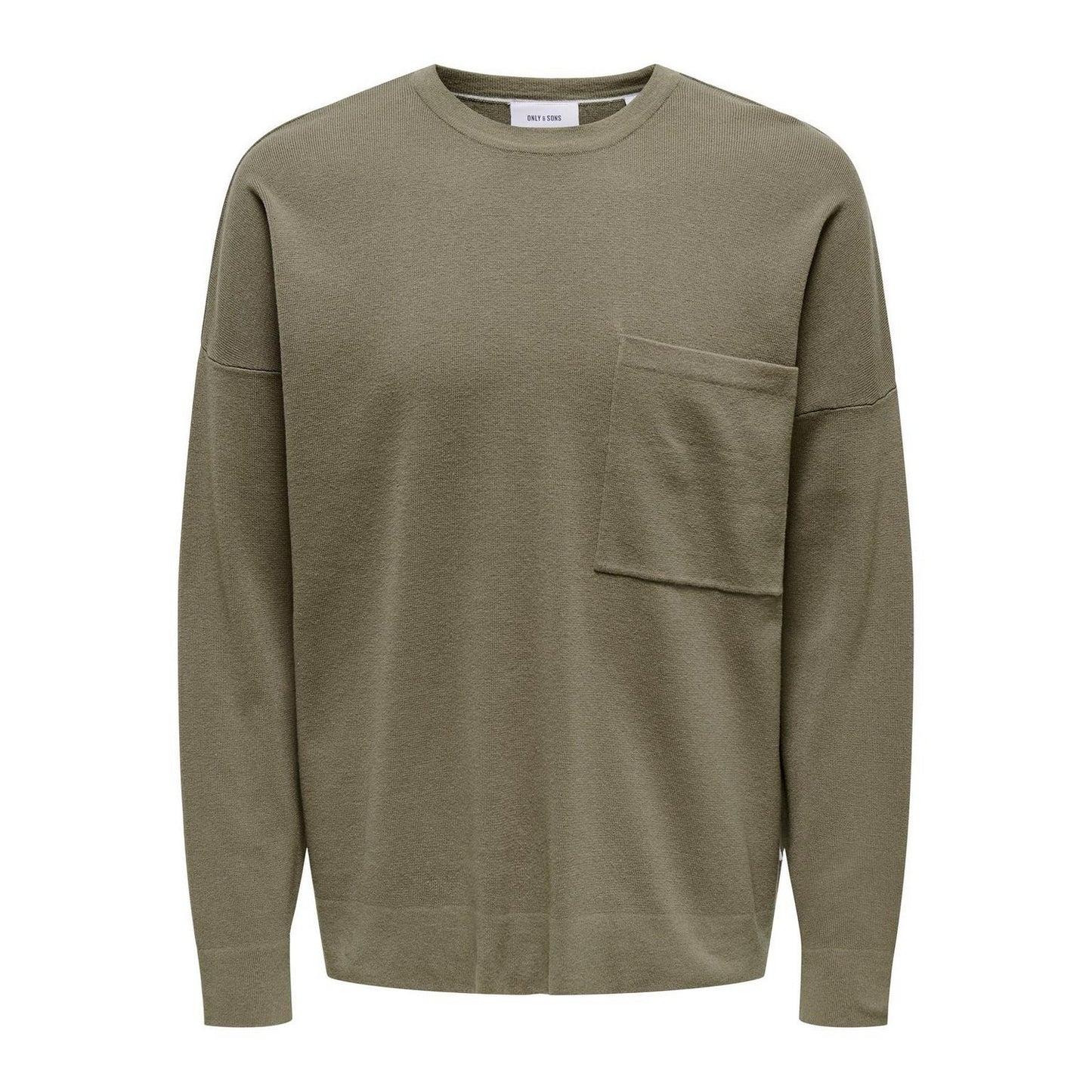 Taupe - Front - Only Mens Crew Neck Relaxed Fit Sweatshirt