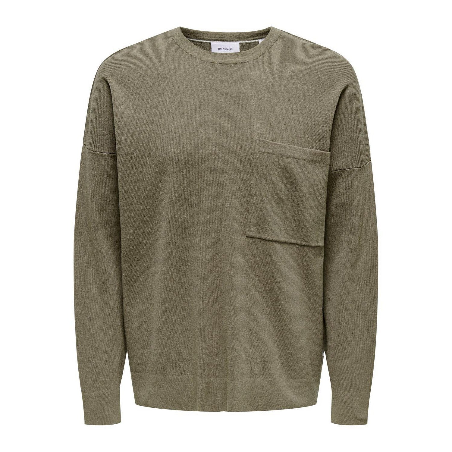 Taupe - Front - Only Mens Crew Neck Relaxed Fit Sweatshirt