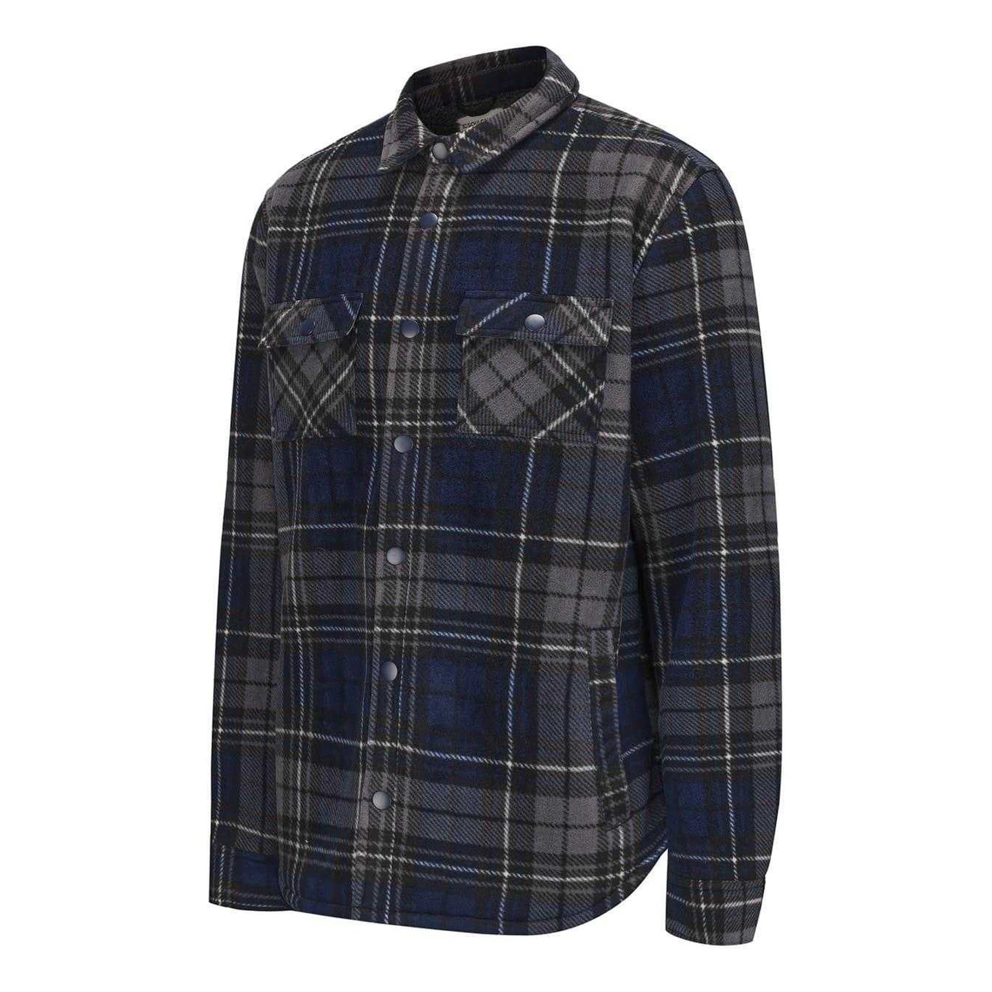 Navy - Side - SoulCal Mens Plaid Polyester Shacket