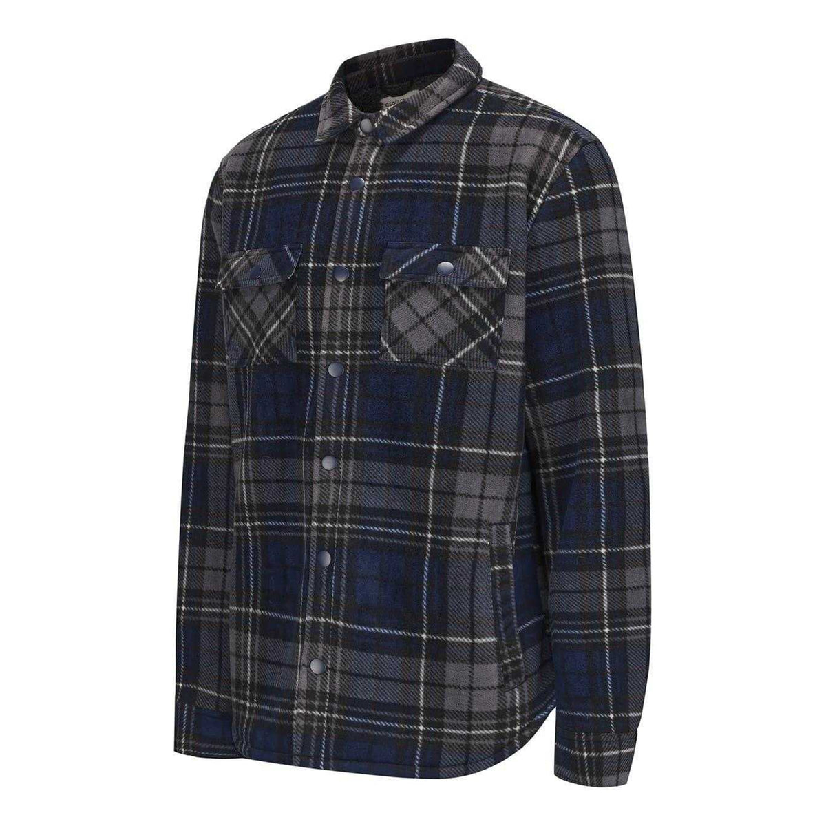 Navy - Side - SoulCal Mens Plaid Polyester Shacket