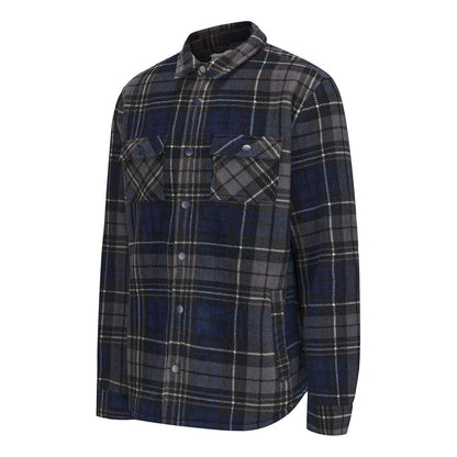Navy - Side - SoulCal Mens Plaid Polyester Shacket