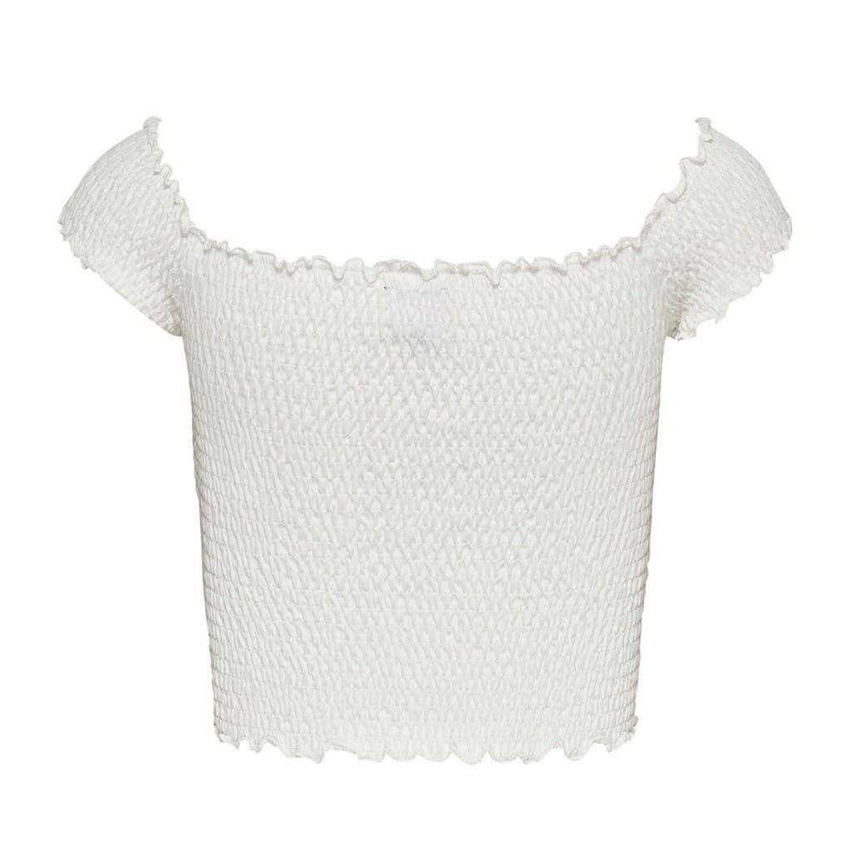 Ecru - Back - Tommy Jeans Womens-Ladies Mini Logo Off Shoulder Slim Smock Top