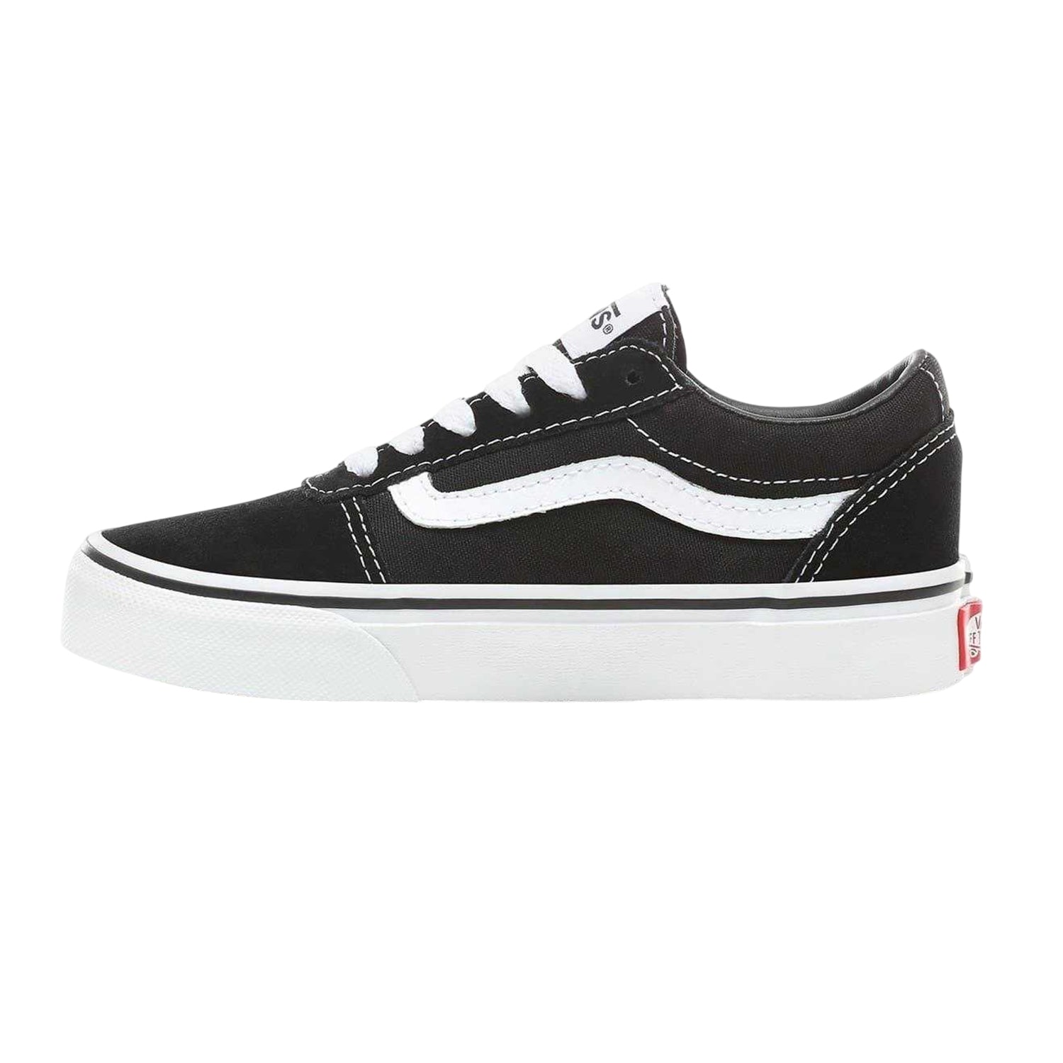 Black-White - Back - Vans Childrens-Kids Ward Canvas Trainers
